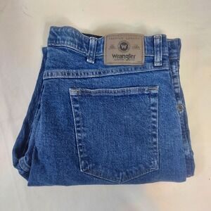 Wrangler Men's Authentic Jeans 38x29 Regular Fit Blue Cotton‎ Spandex